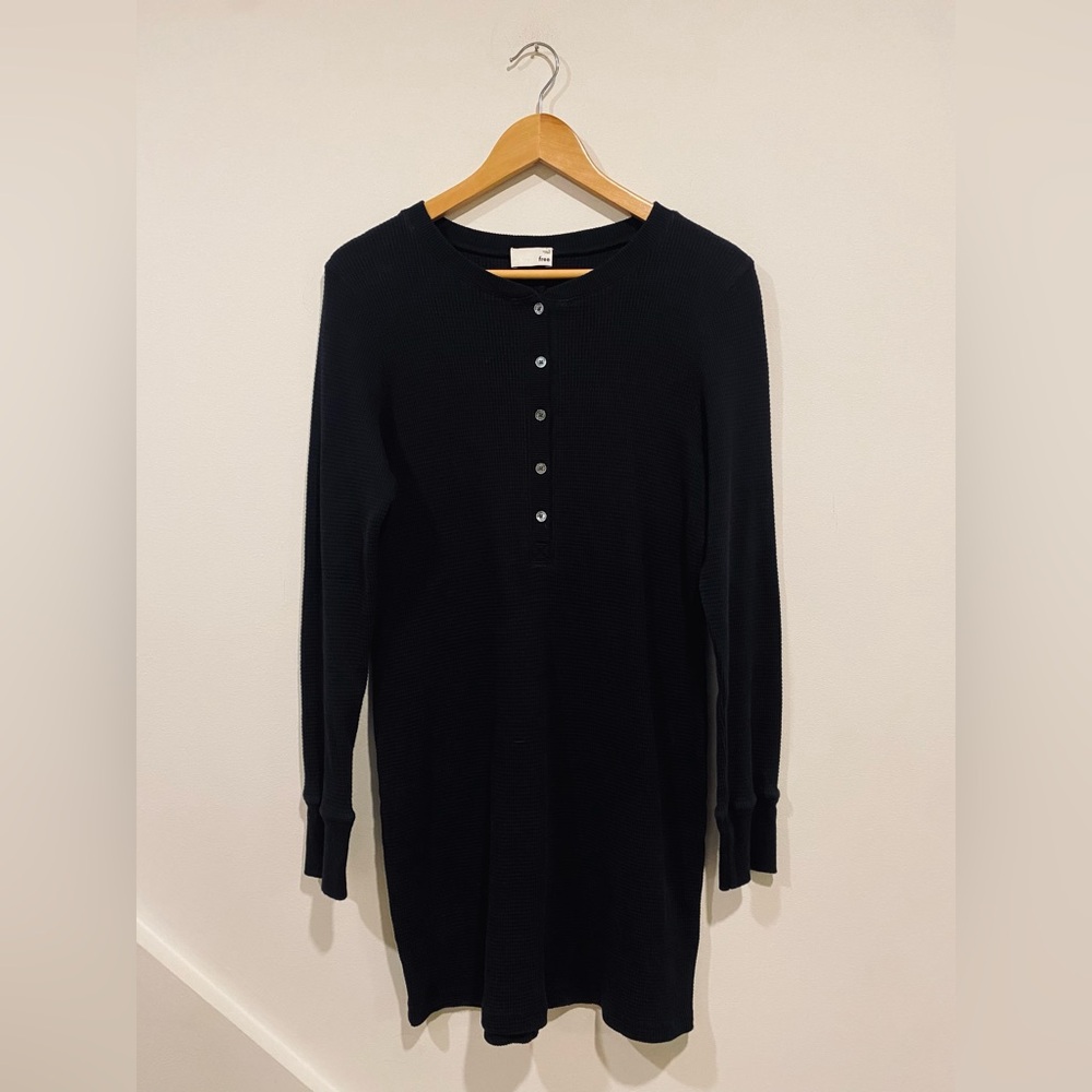 WILFRED FREE Waffle texture Henley button up thermal dress